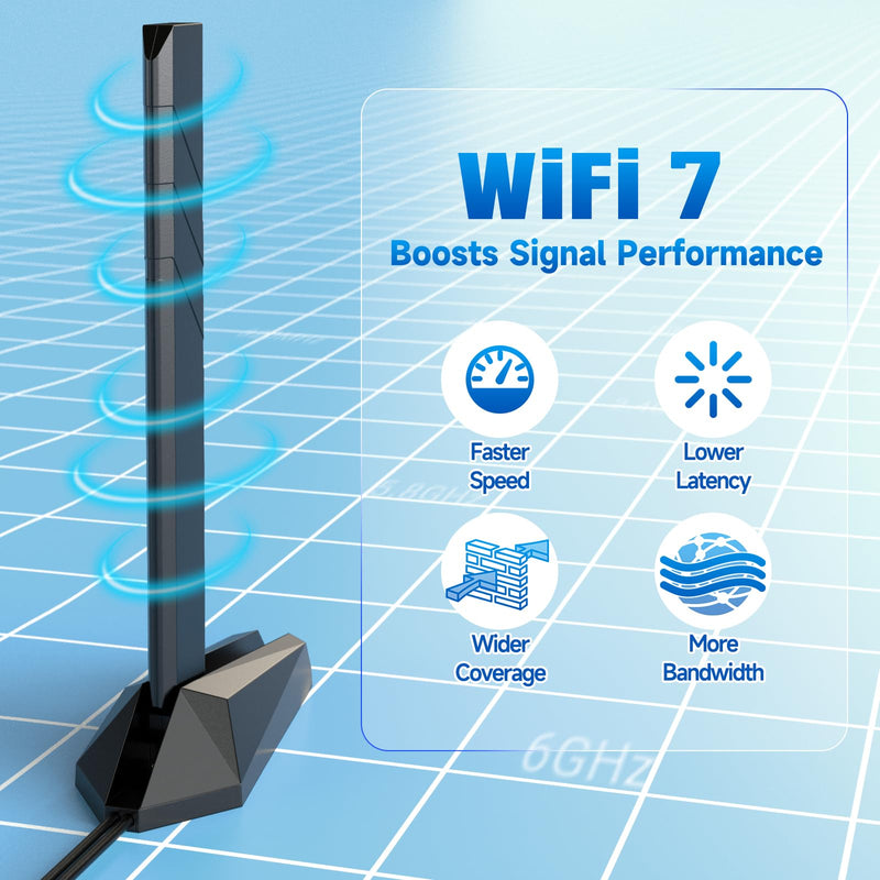 Eightwood WiFi 7 Gaming PC Motherboard Antenna, Tri-Band, Push-On Connector | Magnetic Base Antenna for ASUS ROG Strix, TUF Gaming, ROG Crosshair, ProArt, Prime Series WiFi 7 Motherboards
