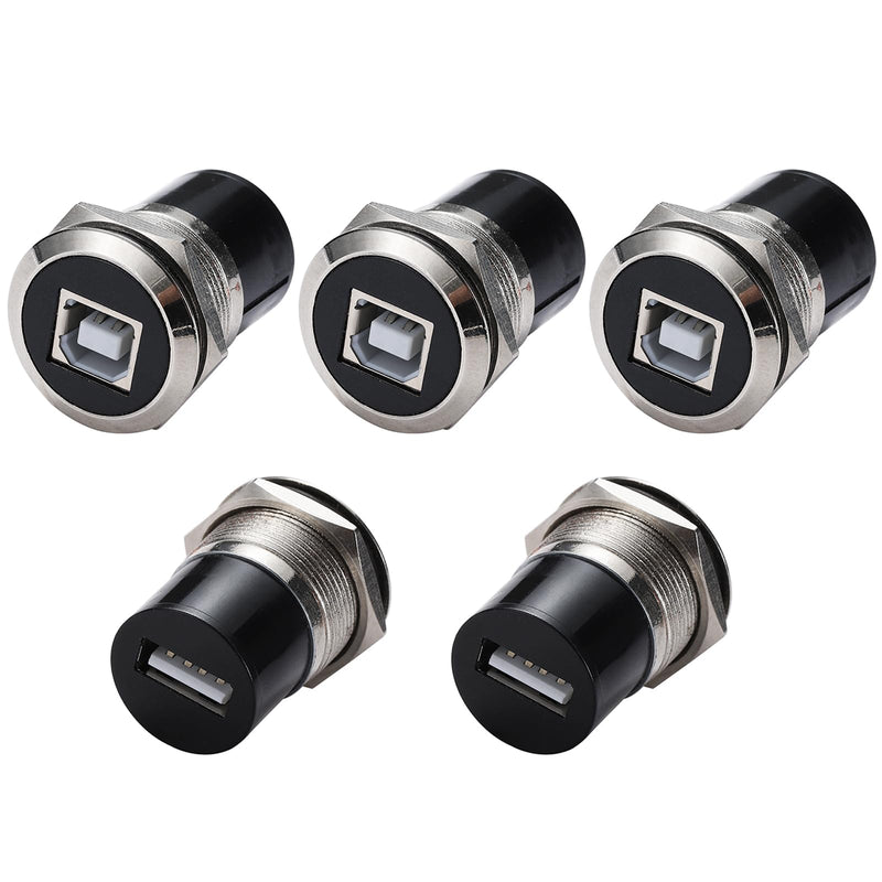 PENGLIN 5PCS USB-B to USB 2.0 Panel Mount Connector, USB Type B Printer Connector to USB2.0 Data Transfer Adapter Converter Compatible with Laptop Computer Printer Scanner Camera 5PCS(USB-B to A)