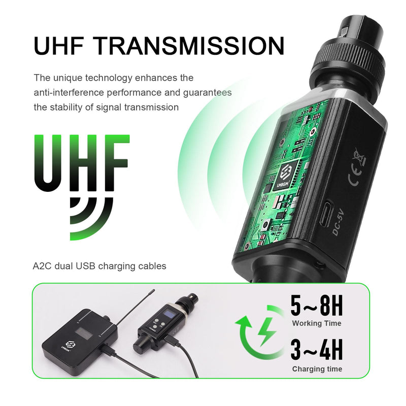 AR9 UHF Mono Wireless in-Ear Monitor Pro System Transmitter and Beltpack Receiver for Studio, Band Rehearsal and Live Performance (AR9-1-BK) AR9 Pro-1