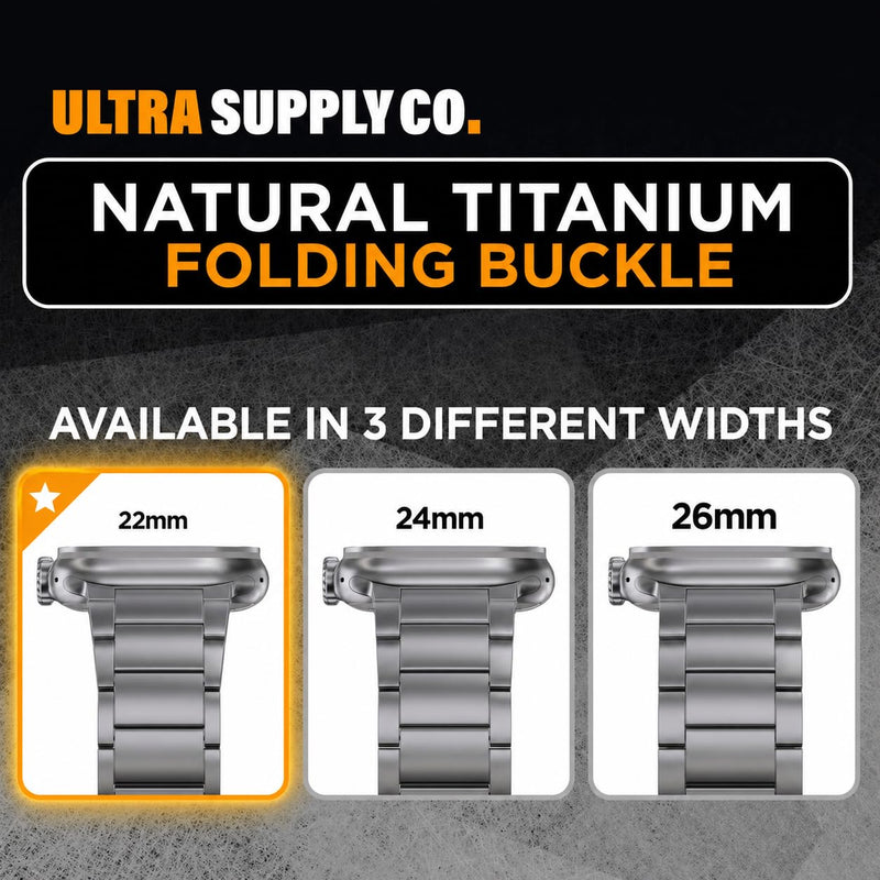 Titanium Band for Apple Watch Ultra 3/2/1 (49mm), DLC Coating | Scratch Resistant Diamond-Like-Carbon Coating, Titanium Bracelet with Folding Clasp, Color Matching Natural Titanium Natural Titanium | Foldover Clasp | 22mm