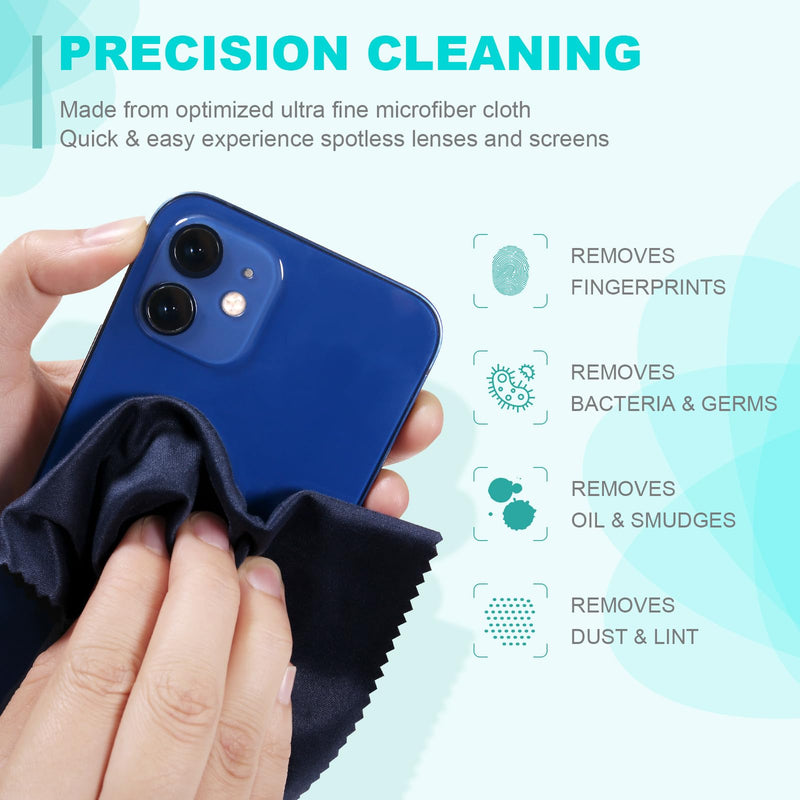 SmoTecQ Glasses Cleaning Cloth, Premium Microfiber Lens and Screen Cleaner, Reusable and Washable - Pack of 8, 7 x 6-Inch, Dark Blue and Grey 6" x 7", 8 Pack