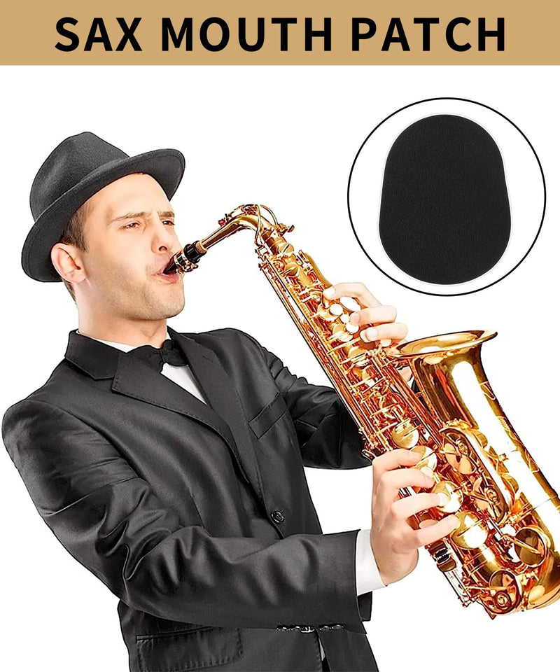 [AUSTRALIA] - 64Pcs 0.8mm Thick Saxophone and Clarinet Mouthpiece Cushion - Alto/Tenor Sax Mouthpiece Patches Pads Cushions - Oval Rubber Strong Adhesive for Beginners Musicians - Black 