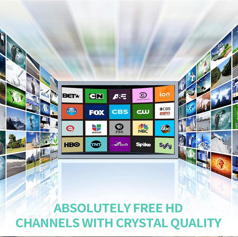 2025 Updated Strongest TV Antenna,1600 Miles Range Indoor/Outdoor Antenna for Smart TV and All Old TV's,360° Reception Digital TV Antenna for Local Channels-Thick Coax Cable and Amplifier HD012