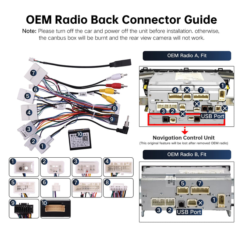 16PIN Radio Harness for Toyota Camry RAV4 2013-2018 No Wire Cutting | Keeps Original JBL Amplifier, 360/Rear Camera, TPMS Info and SWC, Also Fits Corolla Highlander Corolla Tundra Sienna 4Runner CAN004-1-R 6 Plugs