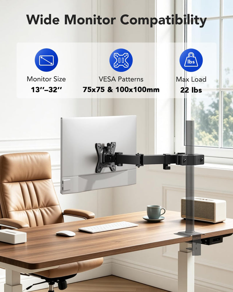 HUANUO FlowLift™ Pro Monitor Arm and HUANUO Universal Full Motion Pole Mount Monitor Arm