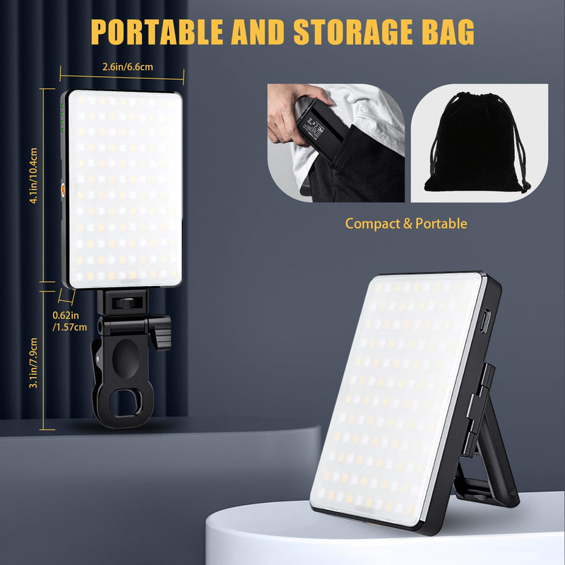 [AUSTRALIA] - MACTREM 120 LED Selfie Light, Phone Light Clip, 3000Mah Portable Rechargeable Video Light, Adjusted 3 Light Modes, for iPhone, Camera, Laptop, iPad, Light for Selfie, Video Conference, TikTok,Makeup Black 