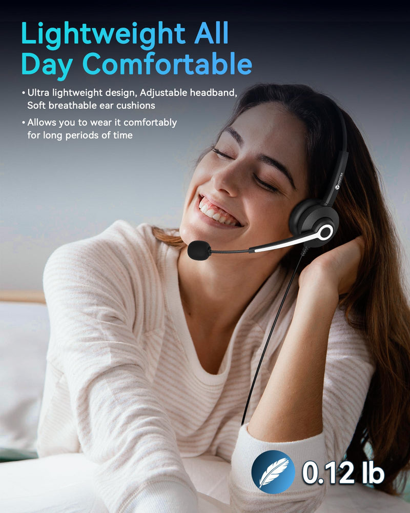 USB Headset with Microphone, Computer Headphones for PC Laptop, Wired Work Headset with Noise Canceling Microphone & In-line Control for Home Office, Teams Meetings, Online Class, Call Center, Zoom One ear - USB+3.5mm+USB-C