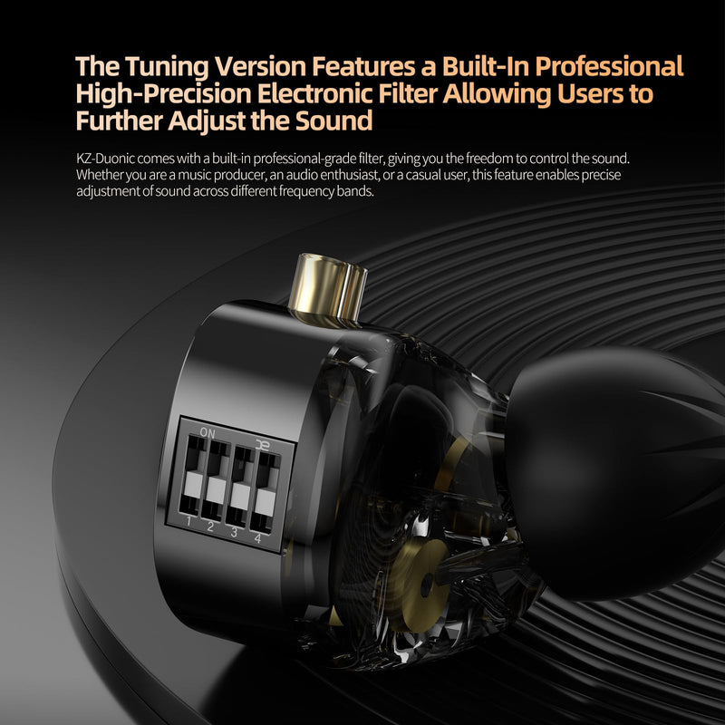 KZ Duonic in Ear Monitor, HiFi IEM Earbuds | 1DD+Triple-Magnet Planar Driver, 4 Tuning Switches with 12 Timbre, Bass Studio Headphones for Audiophiles, 3.5mm with Mic 3.5mm Jack with MIC