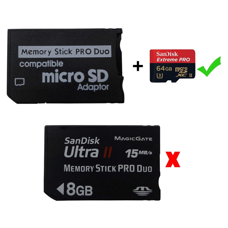 PSP Memory Stick Adapter, Funturbo Micro SD to Memory Stick PRO Duo MagicGate Card for Sony Playstation Portable, Camera, Handycam
