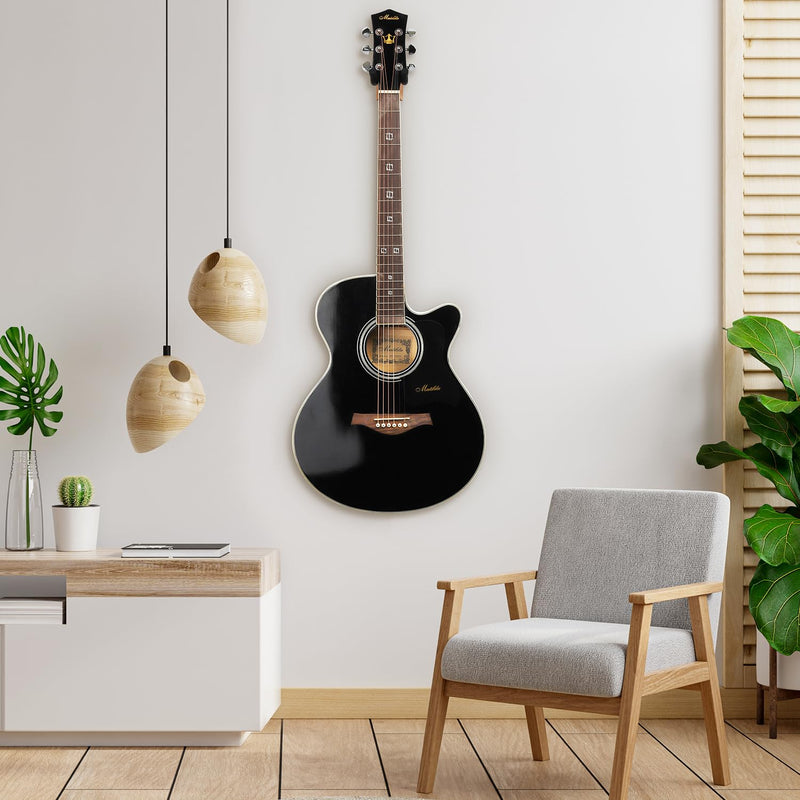 Guitar Wall Mount 2 Pack, Black Walnut Wood Guitar Hanger, U-Shaped Guitar Wall Hanger Mount, Guitar Holder Hook Stand Wall for Acoustic, Electric Guitar, Banjo, Bass, for Guitar Player