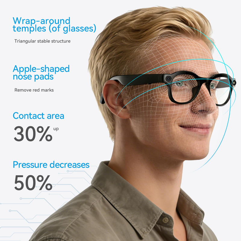 AI Smart Glasses with Camera,8MP Camera Glasses,1200P Video Record Glasses | Real Time Translation,AI Assistant,Object Recognition,Open-Ear Audio,Bluetooth,Replaceable Sunglasses Lenses for Men Women