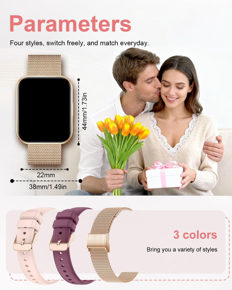 Smart Watch for Women (Answer/Make Call),1.8" Touchscreen Smartwatch with 100+ Sports Modes Heart Rate Sleep Monitor Pedometer AI Voice Control, Activity Fitness Watch for Android iPhone
