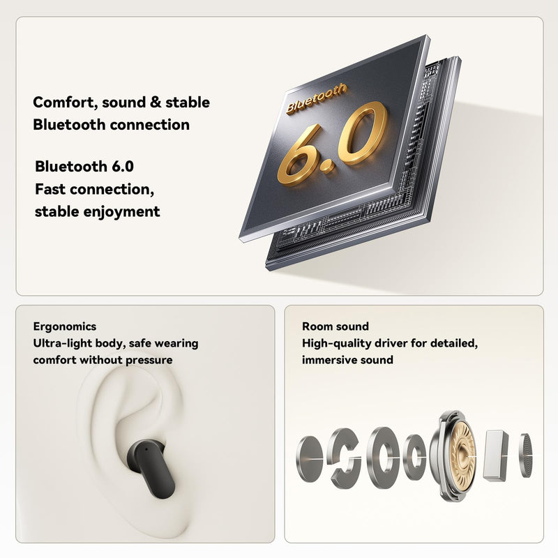 N04 AI Translator Headphones – 3-in-1 Real-Time Translation Earbuds with Touchscreen, 165+ Languages, Bluetooth 6.0 & 32H Battery – Perfect for Travel, Business, and Language Learning Black