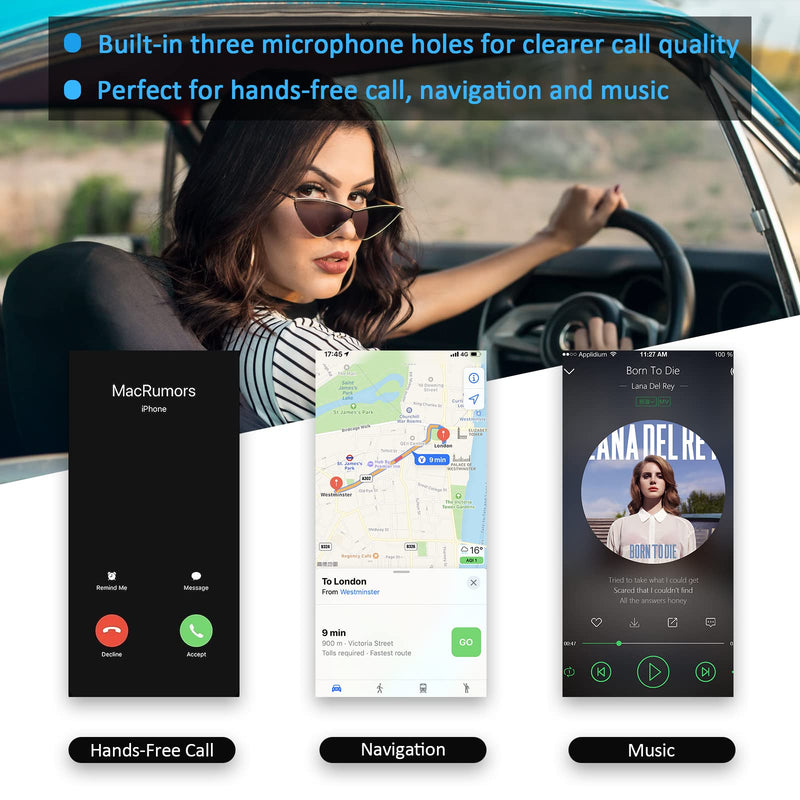 Bluetooth AUX Adapter for Car, SONRU Bluetooth 5.0 Wireless Audio Receiver Adapter for Home Stereo/Wired Headphones/Hands-Free Call, Dual AUX Outputs, RCA AUX 3.5mm Bluetooth Music Receiver