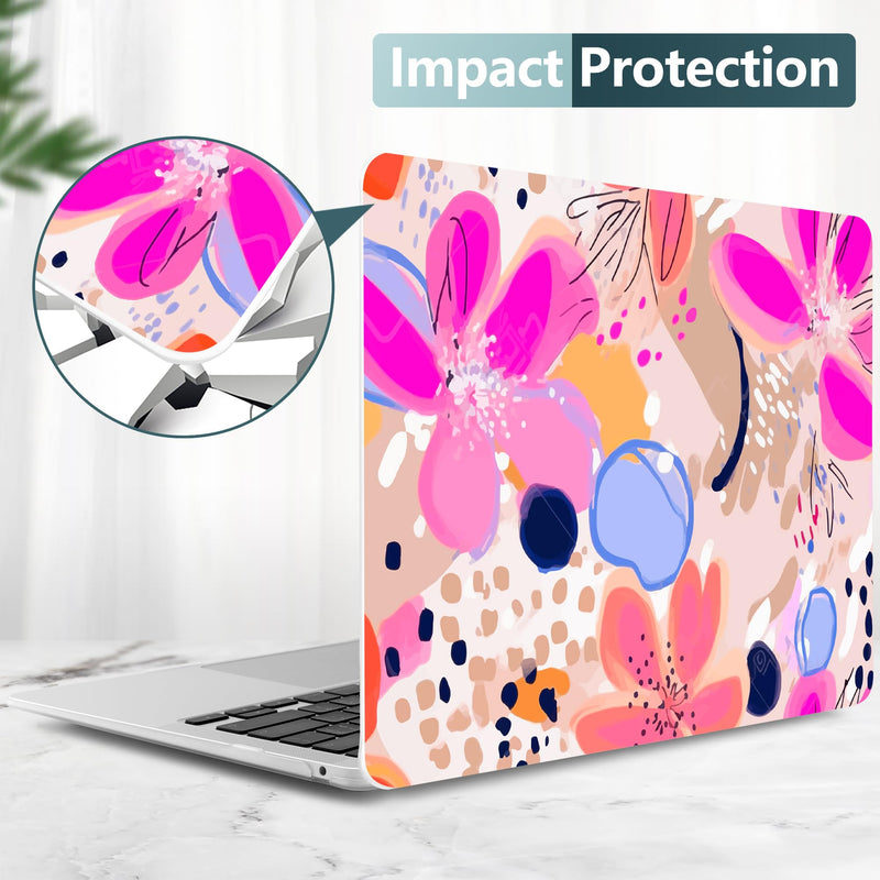 DONGKE Compatible with MacBook Air 13 inch Case 2021 2020 2019 2018 Release A2337 M1 A2179 A1932 with Retina Display & Touch ID, Plastic Hard Shell & Keyboard Cover - Floral Artistic Floral Artistic D157