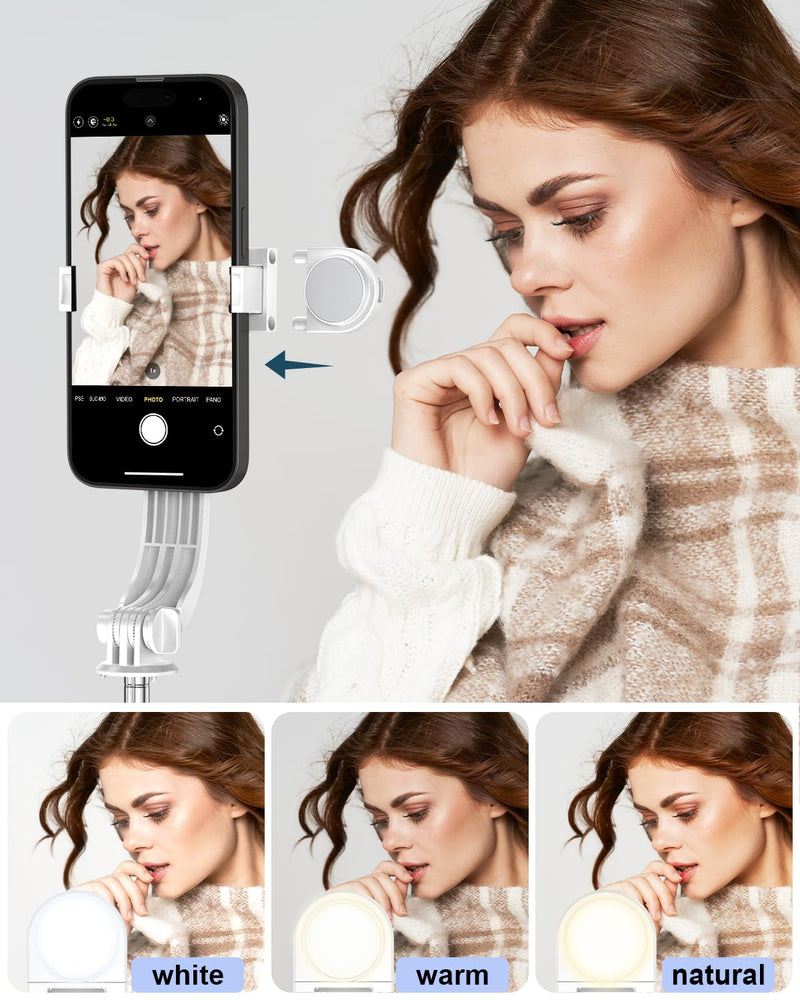 55" Phone Tripod & Selfie Stick,Cell Phone Tripods Stand with Wireless Remote,Phone Holder with Detachable Light, for iPhone 14 13 12 pro Xr X 8Plus 7, Android, Samsung Galaxy S22 S21 and More White