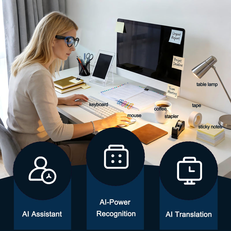 AI Smart Glasses with Camera: POV Video Recording & Bluetooth Audio | AI object recognition & translation, photochromic lenses, 290mAh battery W611B