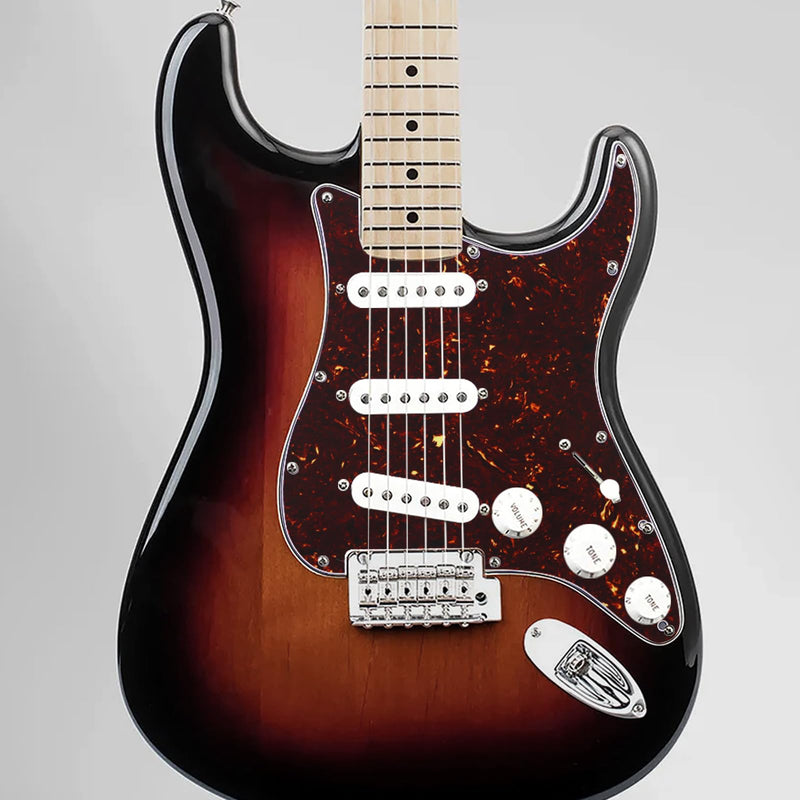 SSS 11 Hole Strat Pickguard ST Pick Guard Scratch Plate for Fender USA/Mexican Standard Stratocaster Modern Style Electric Guitar,Brown Tortoise Shell SSS aluminum foil Brown Tortoise Shell