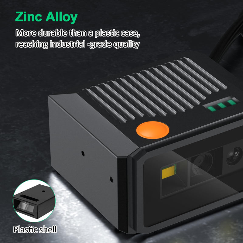 Symcode 2D Barcode Scanner - Fixed Mount, Ultra-Rugged Metal Cover, Auto Sensing 1D 2D QR Code Scanner