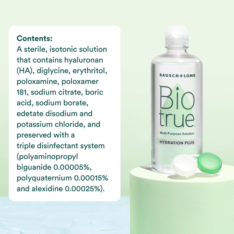 Biotrue Hydration Plus Contact Lens Solution, Multi-Purpose Solution for Soft Contact Lenses, Lens Case Included, 4 FL OZ 4 Fl Oz (Pack of 1)