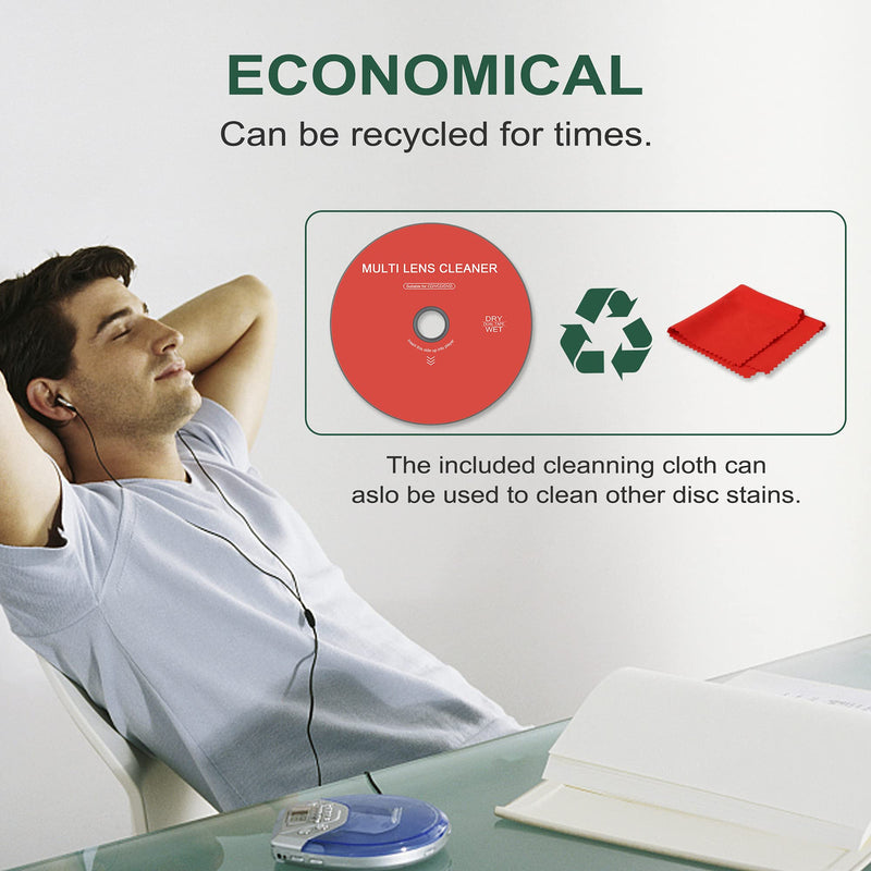 CD/VCD/DVD Player Cleaner Kit, Laser Lens Cleaning Disc with Double Brush Cleaning System, Set 2