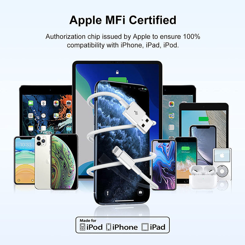 3ft iPhone Charger Apple MFi Certified, Apple Lightning to USB Cable 3 Feet,Fast Apple Charging Cable Cord 3 Foot for iPhone 14 Pro Max/13/13 Mini/13 Pro/12/11 Pro/11/XS MAX/XR/8/7/6s/5S/iPad 3PACK-Whites