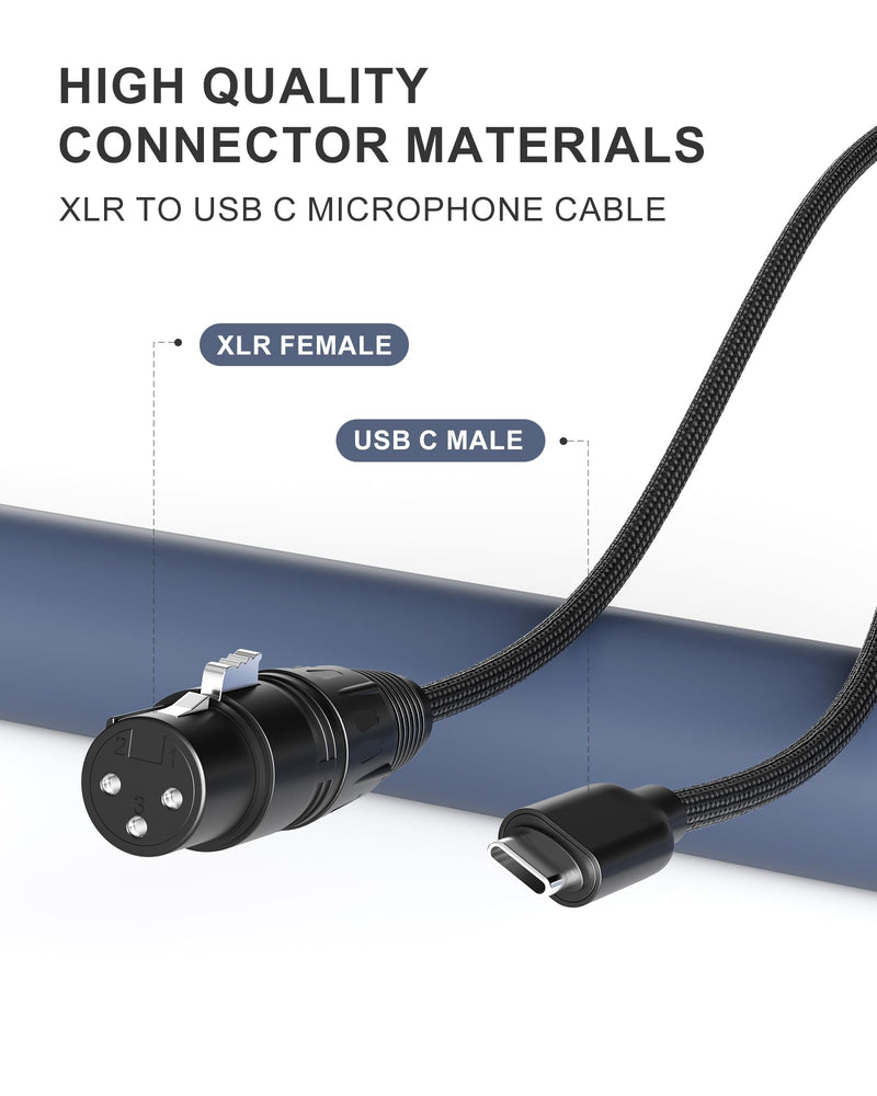 XLR Cables 6FT XLR to USB C Cable,USB C Male to XLR Female 3-Pin Connector Adapter Microphones Audio Cable for Microphone Recording,Connects to Smartphones and Tablets