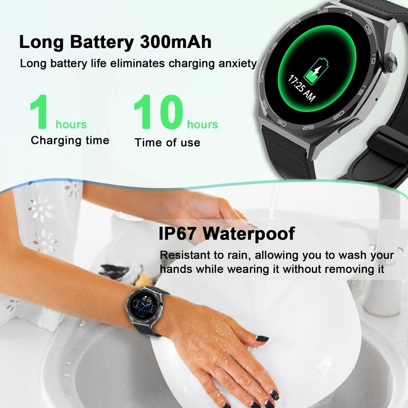 AOC Smartwatch Fitness Sports Watch 1.43 AMOLED HD Touchscreen, AI GPT, Bluetooth Call, Voice Assistant‌, Heart Rate & Sleep Tracking Monitoring, IP67 Waterproof for Men & Women Black