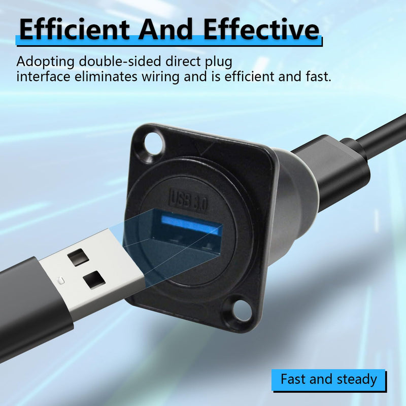 10PCS USB 3.0 Panel Mount Female to Female Connector | IP67 USB Pass Through Adapter for Audio Video Data Transfer/Charging with Weatherproof Dust Cap 10PCS