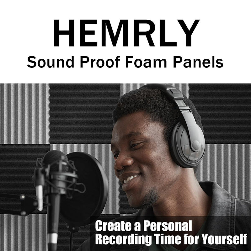 12 Pack Acoustic Panels, 1" X 12" X 12" Quick-Recovery Sound Proof Foam Panels, Acoustic Foam Wedges High Density, Soundproof Wall Panels for Home Studio,Carbon Black-08