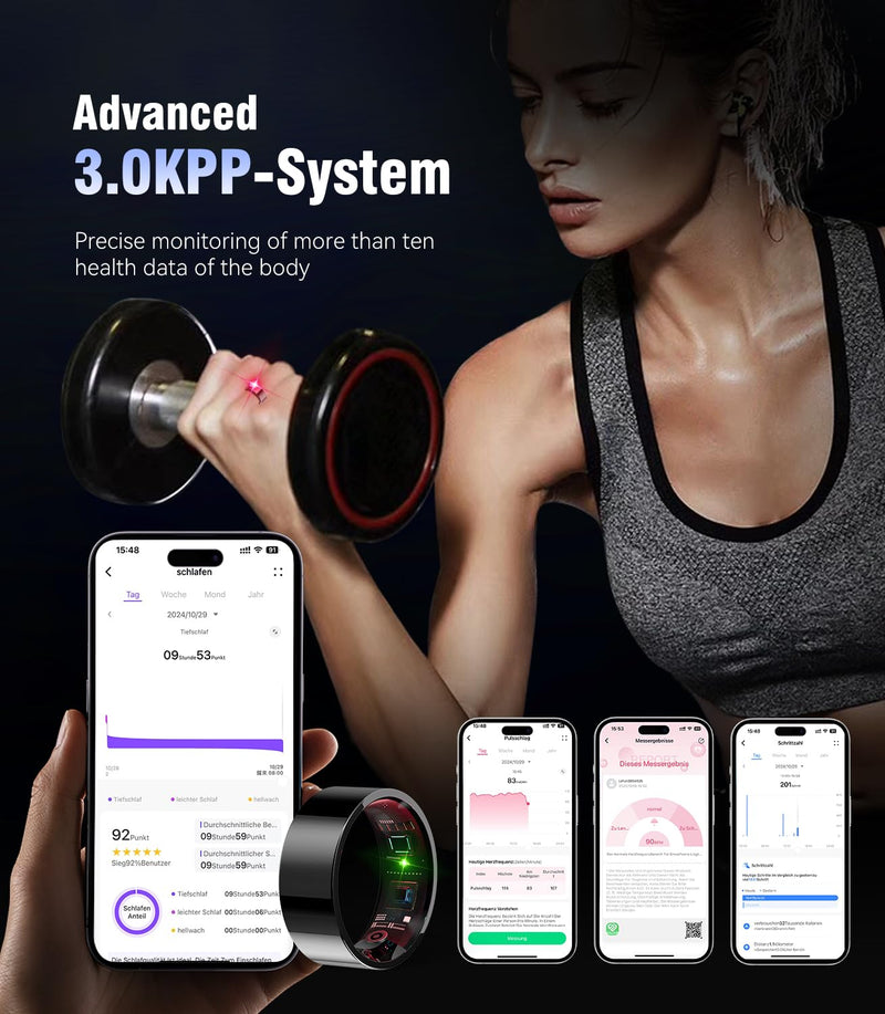8.0 Smart Ring and Charging Case【Industry First – 0 Measurement Error】【IP68 Waterproof】 2025 Smart Ring for Women & Men for Sleep Tracking Wearable Device,Fitness Ring Black 10#