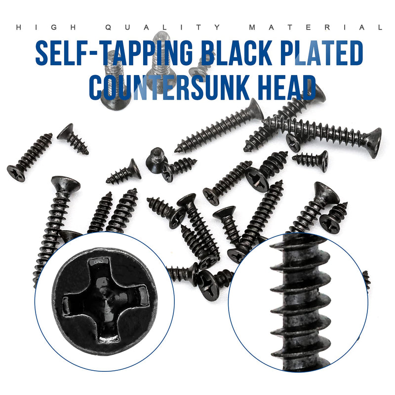 NINDEJIN 450PCS Miniature Phillips Flat Head Tapping Screws, M2.3 M2.6 M3 Countersunk Repair Screws Assortment Set, Black Self-Tapping Electronic Screw for Computer PC Pan Motherboard Glasses Watches | Carbon Steel, for Computer PC Pan Motherboard Glas...