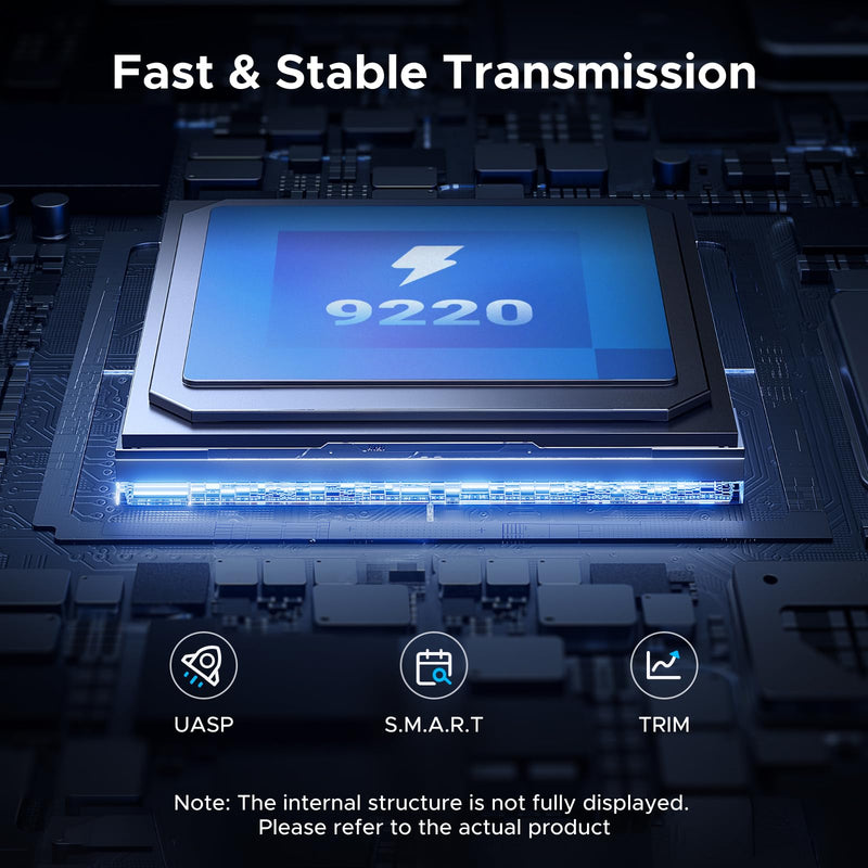 UGREEN 20Gbps M.2 NVMe and SATA SSD Enclosure | Supports M/B+M Key SSDs Up to 8TB in Sizes 2230/2242/2260/2280; USB-C External Enclosure with USB 3.2 Gen 2x2, UASP/TRIM