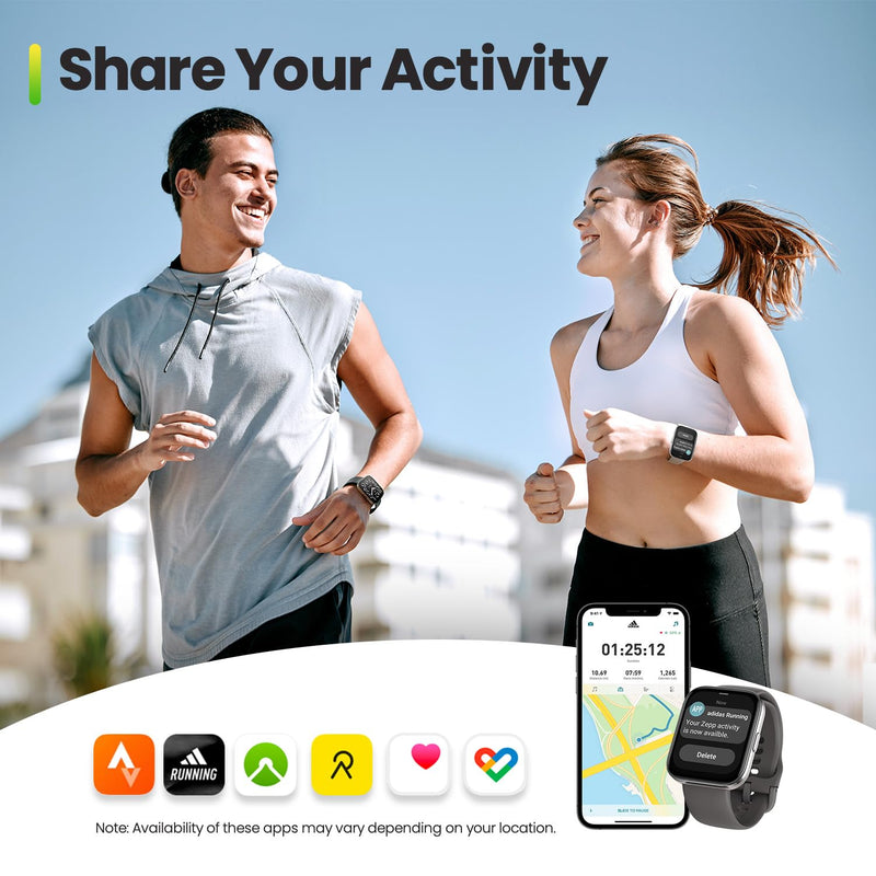 Amazfit Bip 5 Core Smart Watch for Men Women 46mm, 11-Day Battery, Fitness Activity Tracker with 120+ Sports Modes, Heart Rate & Sleep Monitor, for Android Phone & iPhone, Water Resistant, Black