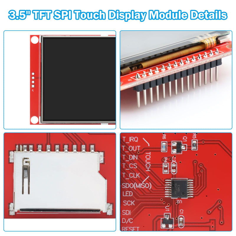 3.5 Inch LCD TFT Touch Display Binghe 3.5 Inch LCD Display Touch Module with Touch Pen 320 x 480 Resolution Driver ILI9488 4-Wire SPI Compatible with Arduino