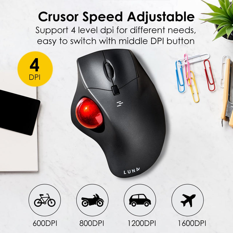 SANWA TB41 Bluetooth Trackball Mouse + Bluetooth Numeric Keypad Set, Programmable Silent Buttons Roller Ball Mice, Rechargeable Ten Key Number Pad Portable, Compatible with Mac, Laptop, Windows, Black
