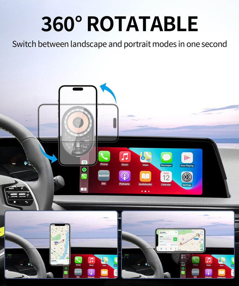 15W Wireless Charging Car Phone Holder for Kia EV6 2022-2024,12.3" Screen | Magsafe Accessories Fast Charging Magnetic Cell Phone Holder Clip Compatible with iPhone Android, 3D Fit Vehicle Phone Stand 12.3-inch for 2022-2024 EV6