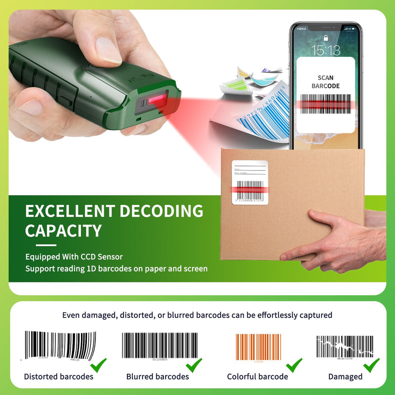 [AUSTRALIA] - NETUM Bluetooth 1D Barcode Scanner, 3-in-1 Small Portable CCD Bar Code Reader Automatic Wireless Gun Scan Back Clip Work with Tablet iOS Android Windows MacOS for Warehouse Inventory POS (1D - E740) 1D - E740 