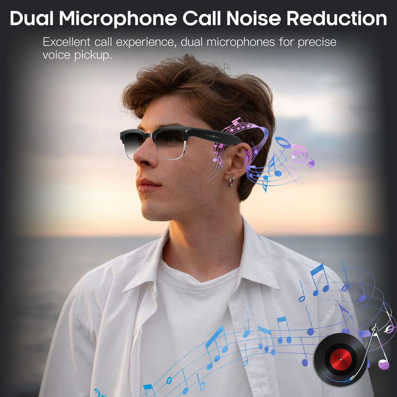 Yowow BIT AI Smart Camera Glasses with HD 8MP Camera, 4K Photos & 1080P Video,Anti-Shake, 12H Music/Bluetooth Calls, Real-time Translation/GPT Object Recognition, IP66 Waterproof, Blue Light Glasses