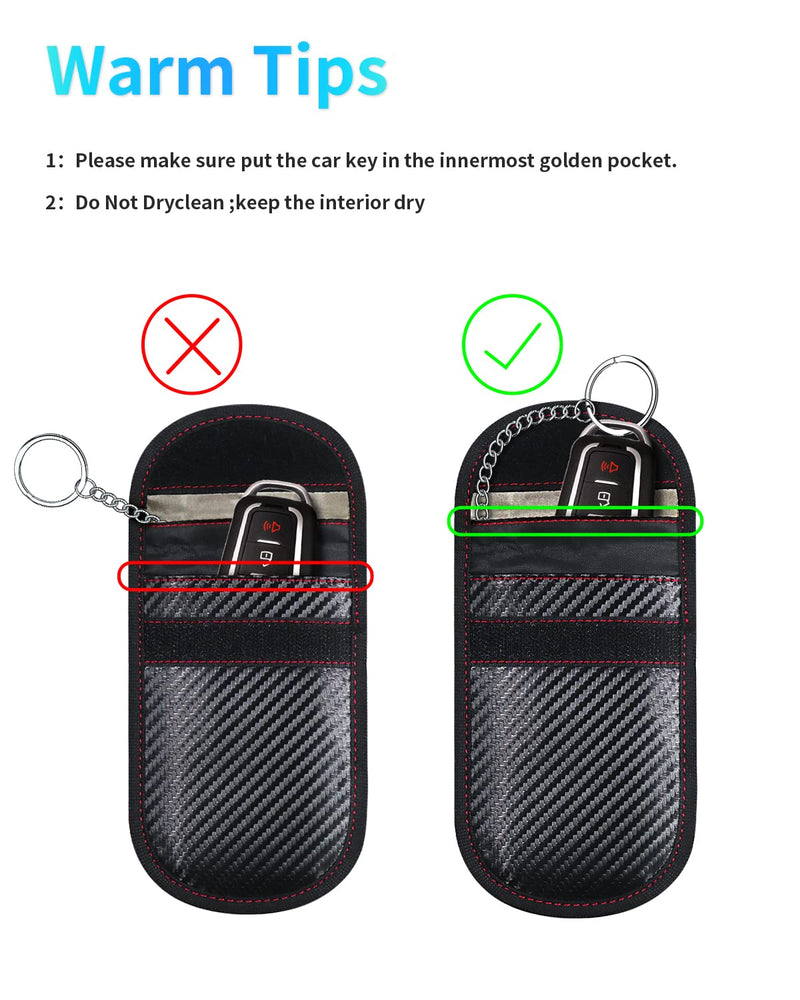 Faraday Bag for Key Fob - 2 Pack Faraday Cage Protector - Car RFID Signal Blocking - Anti-Hacking Case Blocker,Anti-Theft Pouch