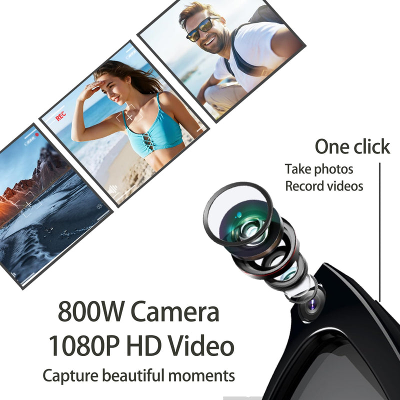 Smart Glasses with Camera, 1080P HD Video Glasses, UV Protection Sunglasses with AI Real-Time Translation, Bluetooth Audio, Recording sound, and Voice Assistant, for Travel, Outdoor, Men and Women