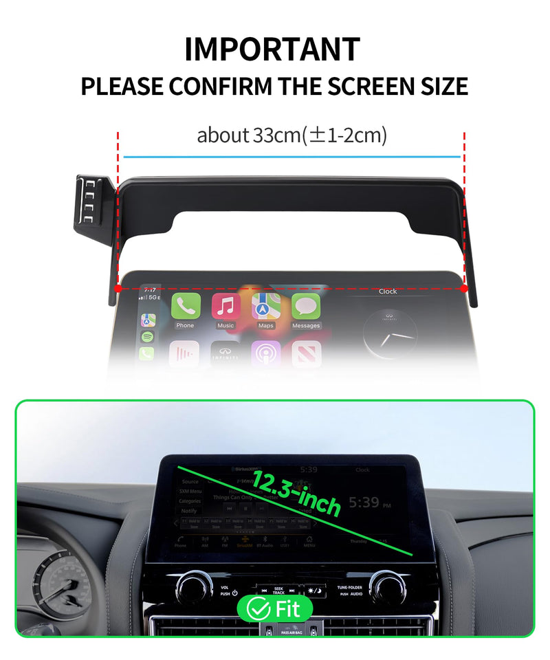 Wireless Charger Car Phone Holder for Nissan Armada 2021-2024, 12.3" Screen | Infiniti QX80 2022-2024, Auto Clamp Cell Phone Mount Accessories 15W Qi Fast Charging Stand Compatible with iPhone Android
