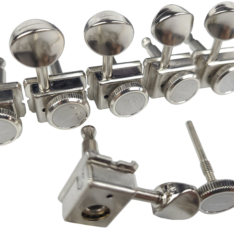Kaynes 6 In line Guitar Locking Tuners – Nickel Silver Vintage Lock String Tuning Keys Pegs Machine Heads Tuners for Telecaster Tele Stratocaster Strat ST TL Style Electric or Acoustic Guitar