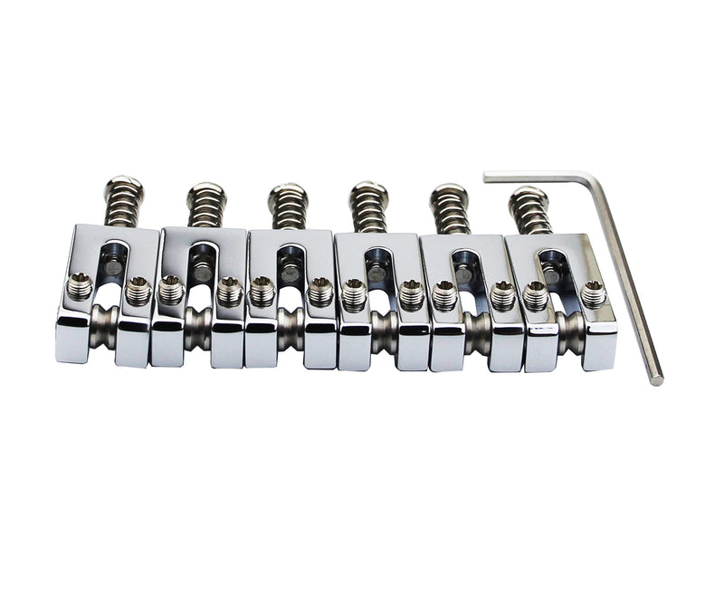 Guyker 10.5MM Guitar Tremolo Bridge Saddles - Brass Modern Guitar Saddles Compatible with Strat ST Tele TL Electric Guitar (6 Pack, Chrome) 10.5mm string spacing