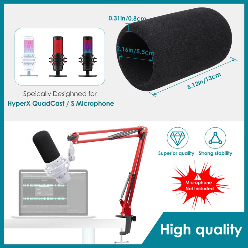 Red Mic Arm Compatible with HyperX QuadCast S - Premium QuadCast S Microphone Boom Arm for Gaming, Streaming by YOUSHARES Red