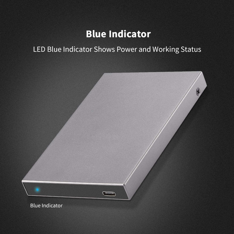 SSK Aluminum 2.5" Hard Drive Enclosure USB C 3.1 Gen 2(6Gbps) to SATA External HDD Case Adapter for 2.5 inch 7 9.5mm SATA III HDD SSD with UASP Compatible with WD Seagate Samsung PS4 Xbox