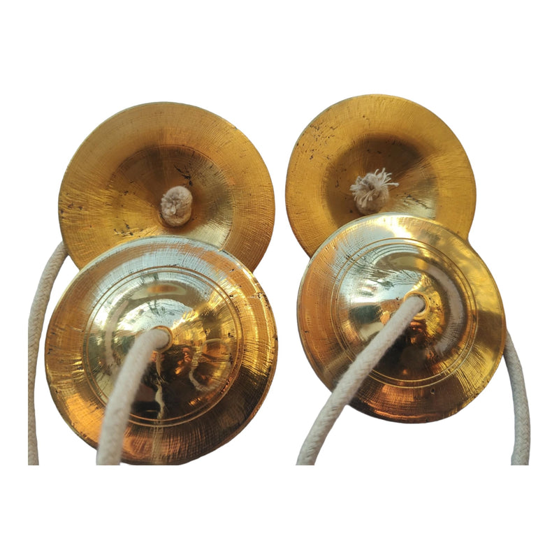 Brass Manjeera Manjira Brass Cymbals (3 x 3 inch 250 Gram) Hand Cymbal Metal Clapper for Puja