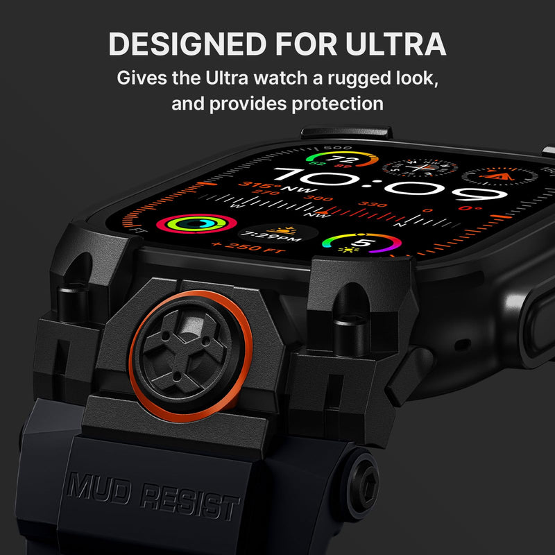 Bandletic Sport Bands Compatible with Apple Watch Ultra 3 2 1 49mm Band Men | Soft Silicone Strap with Screen Protector, Stainless Steel Connector, Only Fit for iWatch Ultra 49mm bands, Black/Black