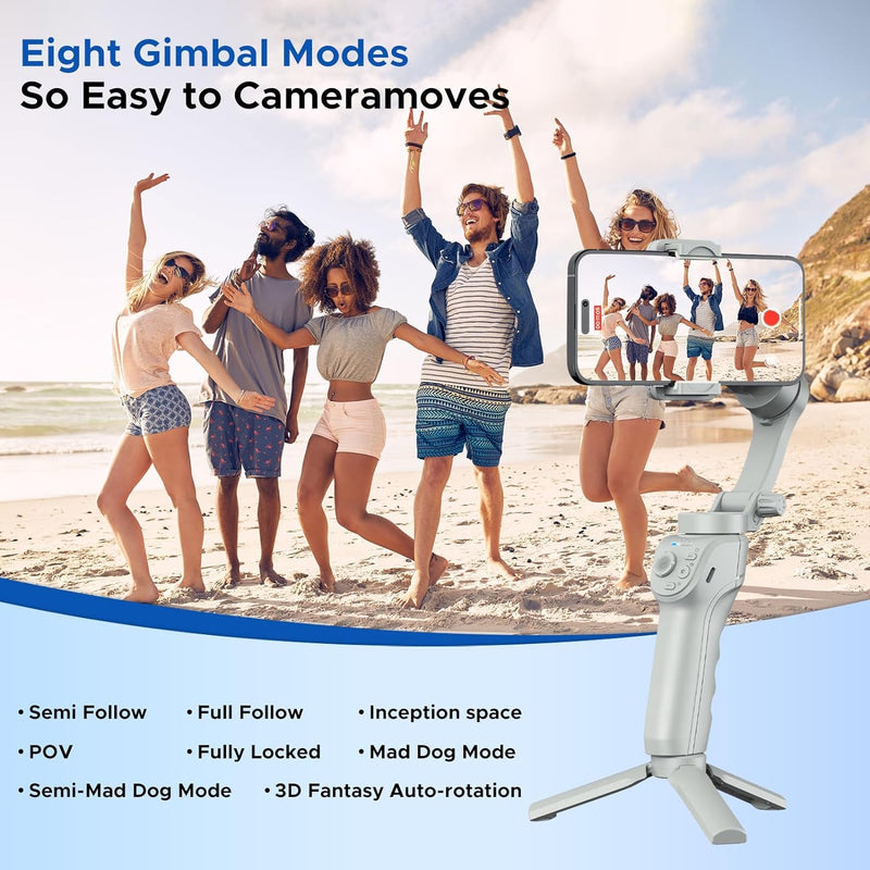 Phone Gimbal Stabilizer 3-Axis Foldable Gimbal for Video Recording with Face Trakcing TikTok YouTube Vlog Stabilizer for Android and iPhone 15/15 Pro Max/14/14 Pro GIMBAL 3