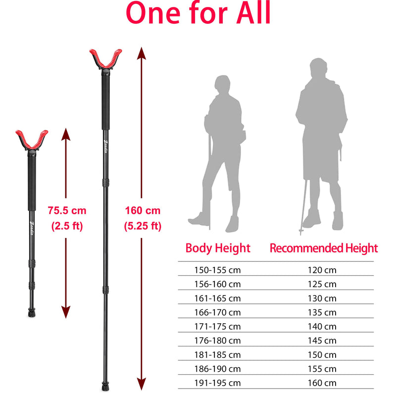 Zeadio Monopod Shooting Stick Rest with High Density Foam Grip, Twist-Style Locking Leg, and Non-Marring V-Yoke Shooting Rest Head for Shooting and Outdoor Long